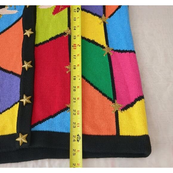 Vintage Storybook Knits Cardigan Sweater Small Angels And Cathedral Cottage Core - Picture 12 of 14